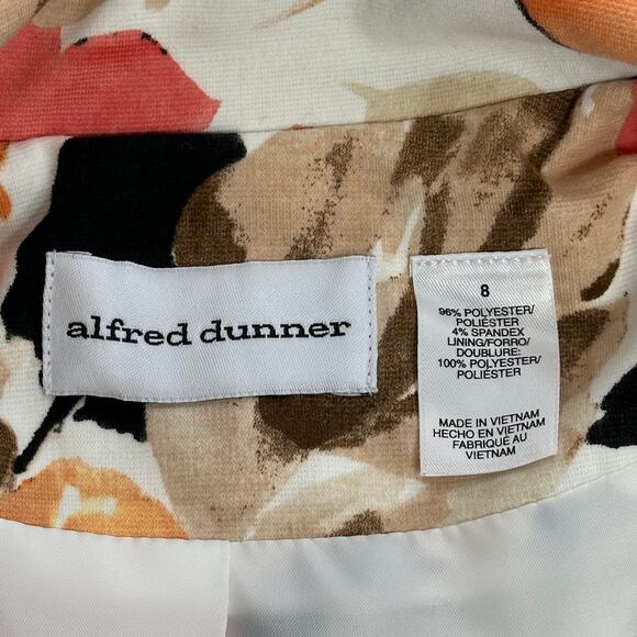 NWT Alfred Dunner Peach Tropical Floral Blazer Suit Jacket Womens Size 8 Career - Picture 9 of 11